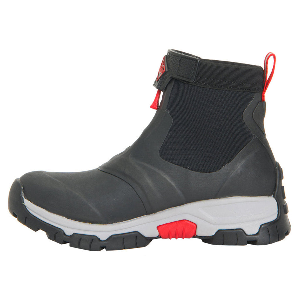Muck Apex Mid Zip Rubber Synthetic Mens Boots#color_black grey red