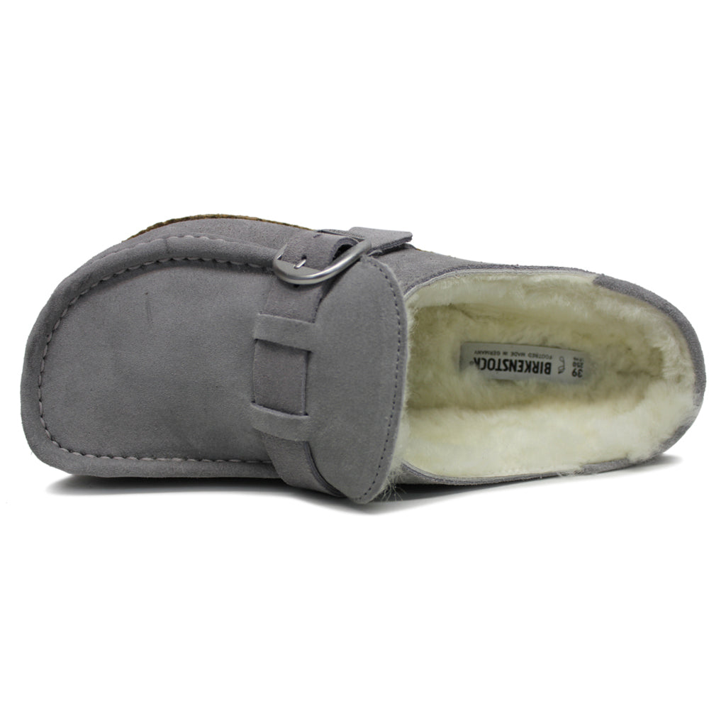 Birkenstock Buckley Shearling Suede Unisex Sandals#color_whale gray