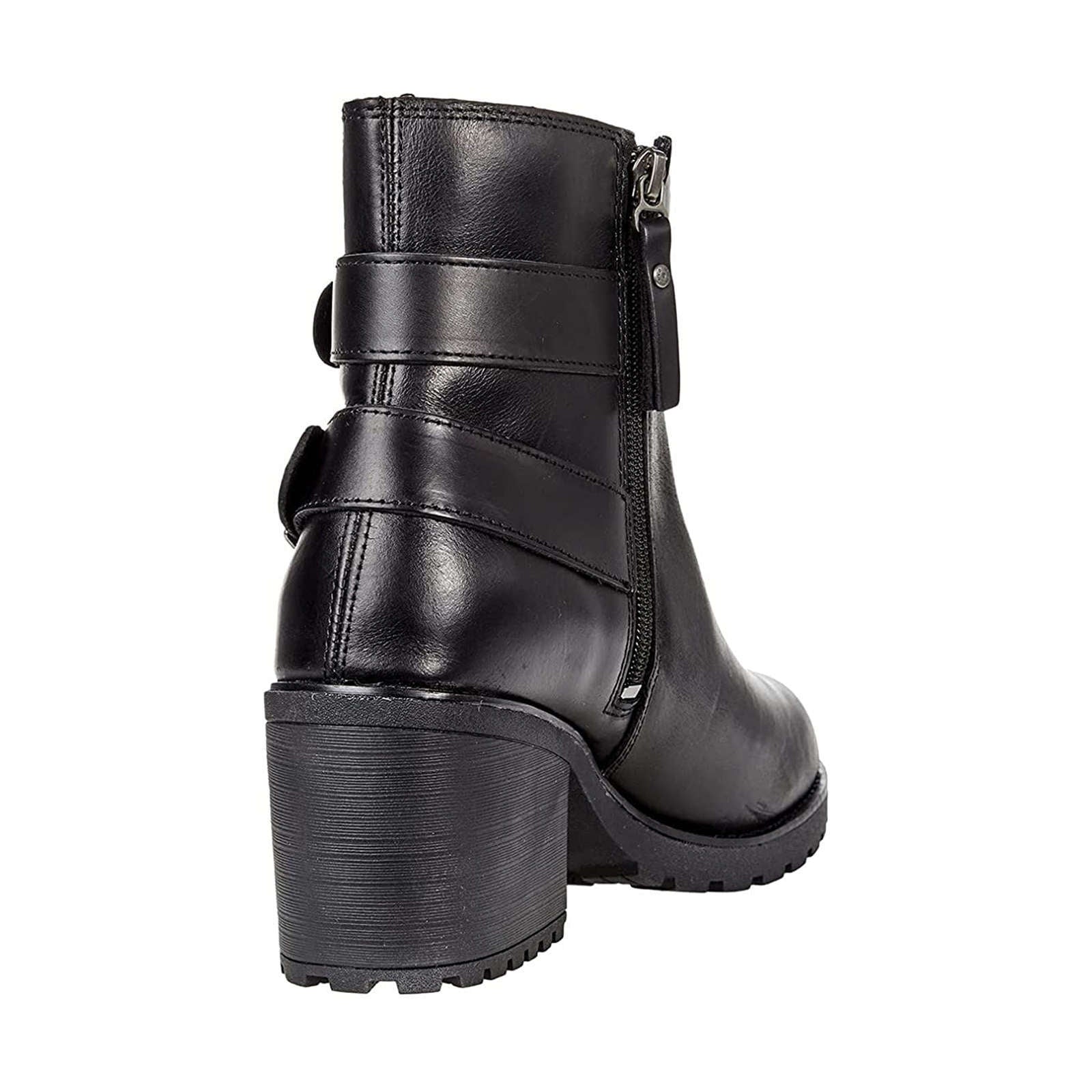 Harley Davidson Lalanne Double Strap Full Grain Leather Women's Block Heel Ankle Boots#color_black