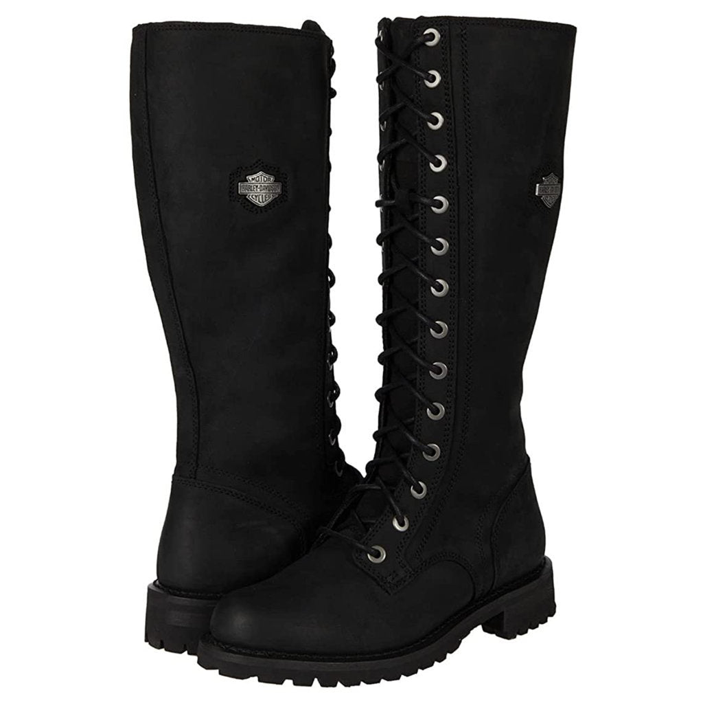 Harley Davidson Lornell Full Grain Leather Women's Knee High Riding Boots#color_black
