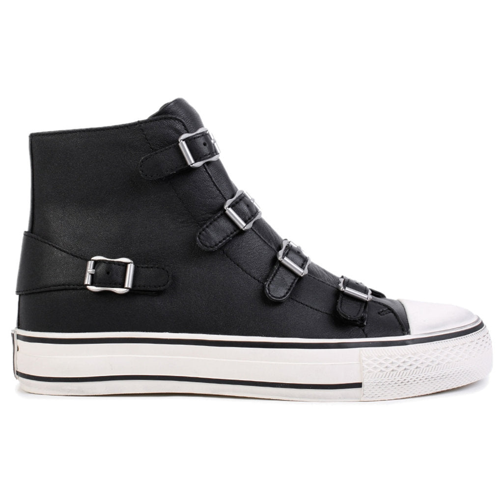 Ash Virgin Nappa Leather Women's High-Top Trainers#color_black antique silver