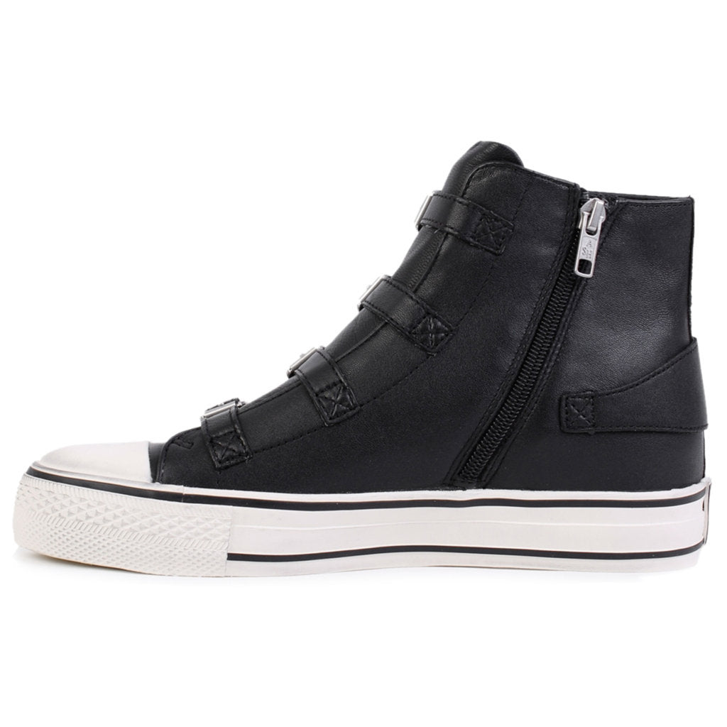 Ash Virgin Nappa Leather Women's High-Top Trainers#color_black antique silver