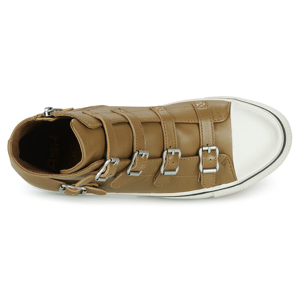 Ash Virgin Nappa Leather Women's High-Top Trainers#color_golden brown