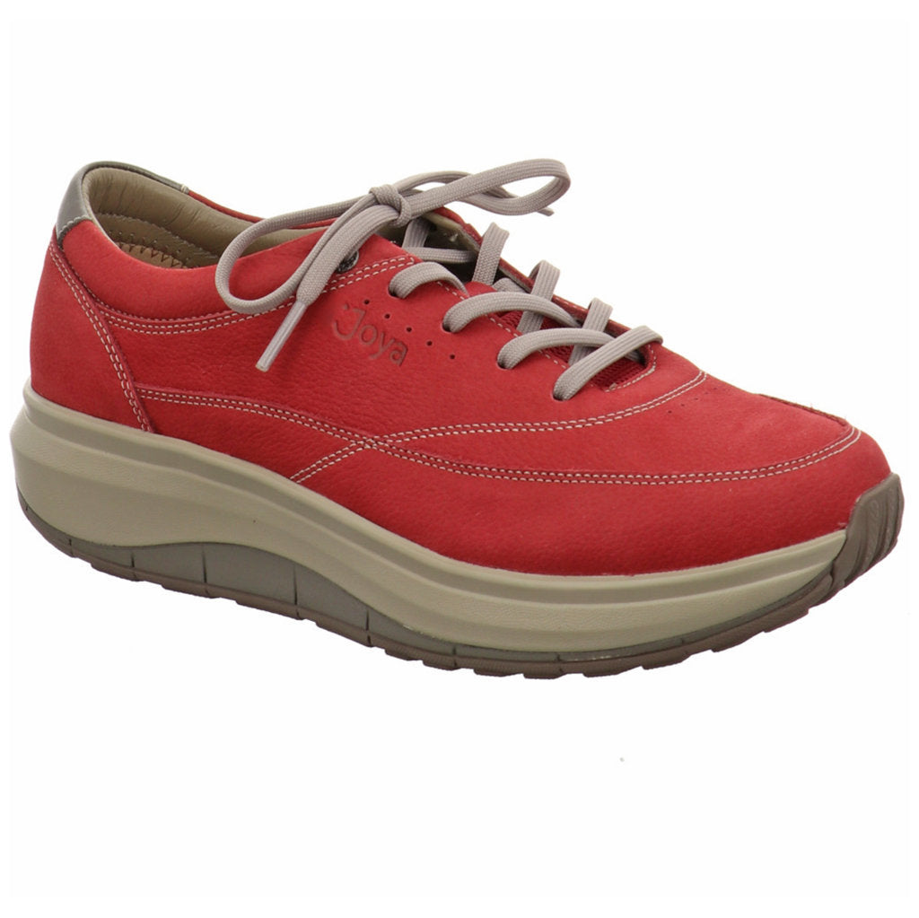 Joya Venice Velour Leather & Textile Women's Extra Wide Trainers#color_red