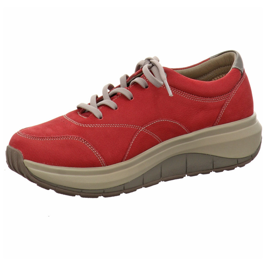 Joya Venice Velour Leather & Textile Women's Extra Wide Trainers#color_red