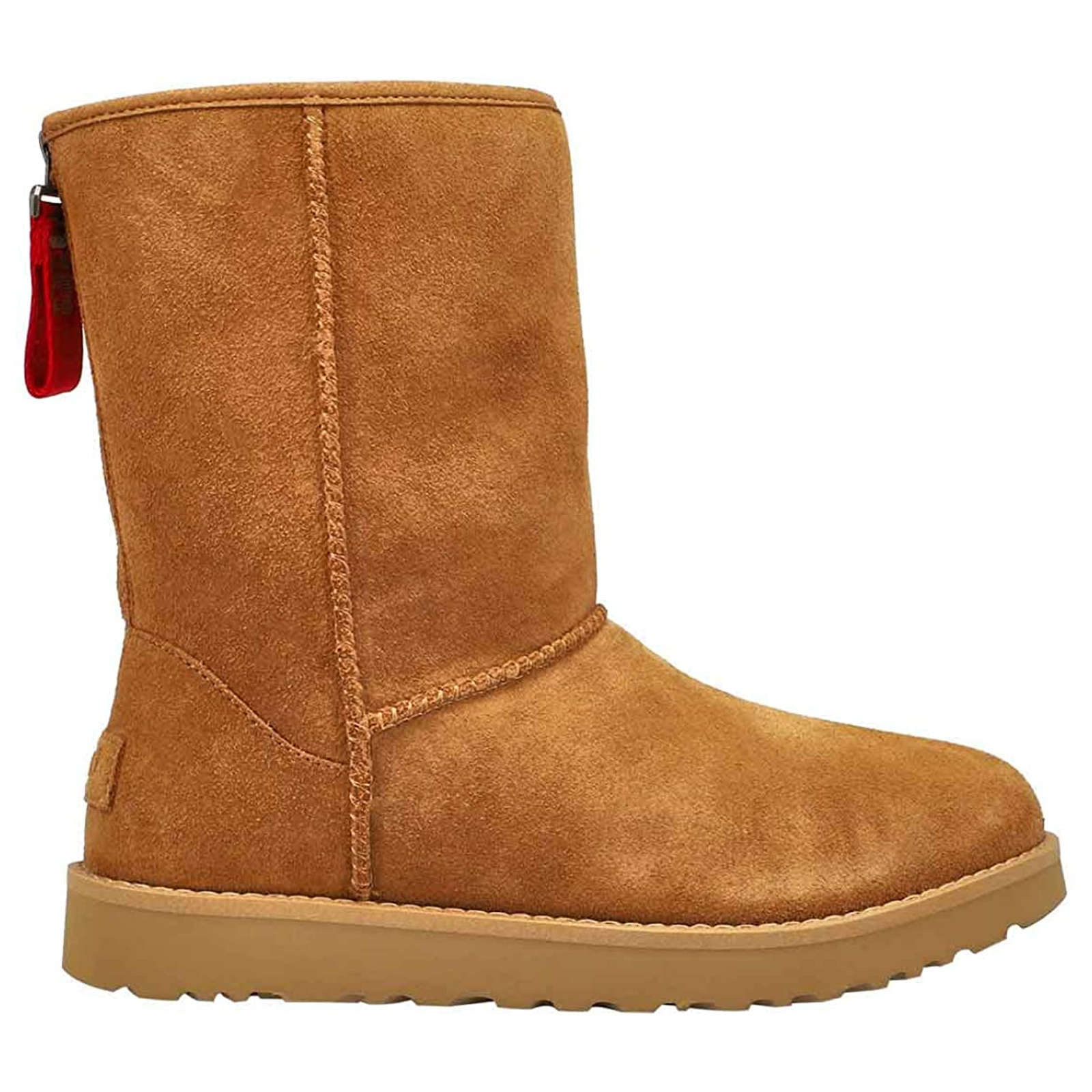 UGG Classic Short Logo Zip Suede Women's Winter Boots#color_chestnut