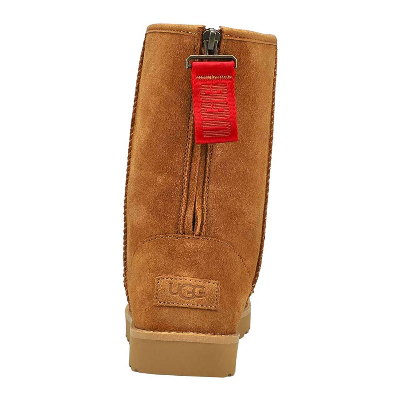 UGG Classic Short Logo Zip Suede Women's Winter Boots#color_chestnut