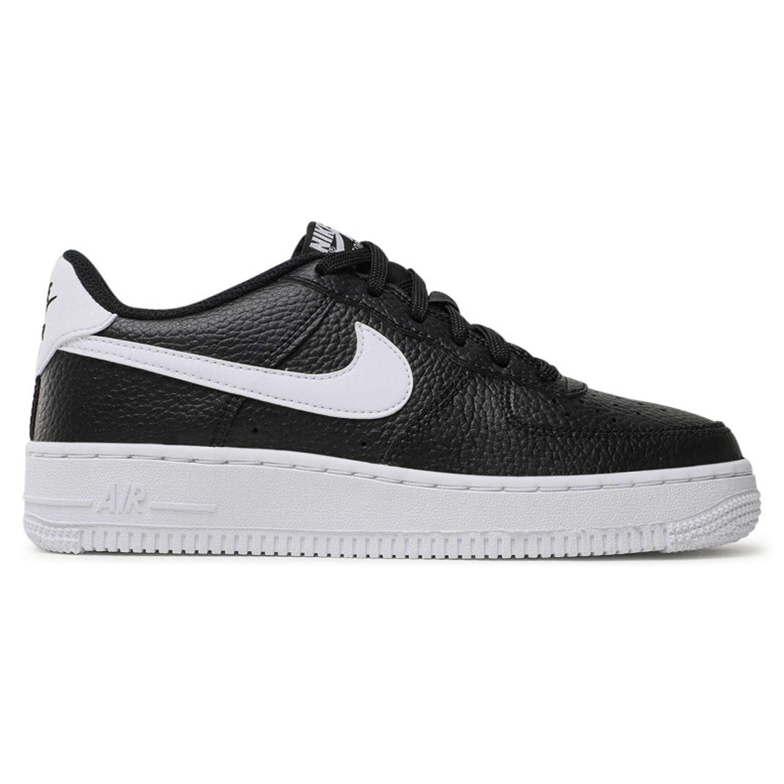 Nike Air Force 1 GS Leather Youth Trainers#color_black white