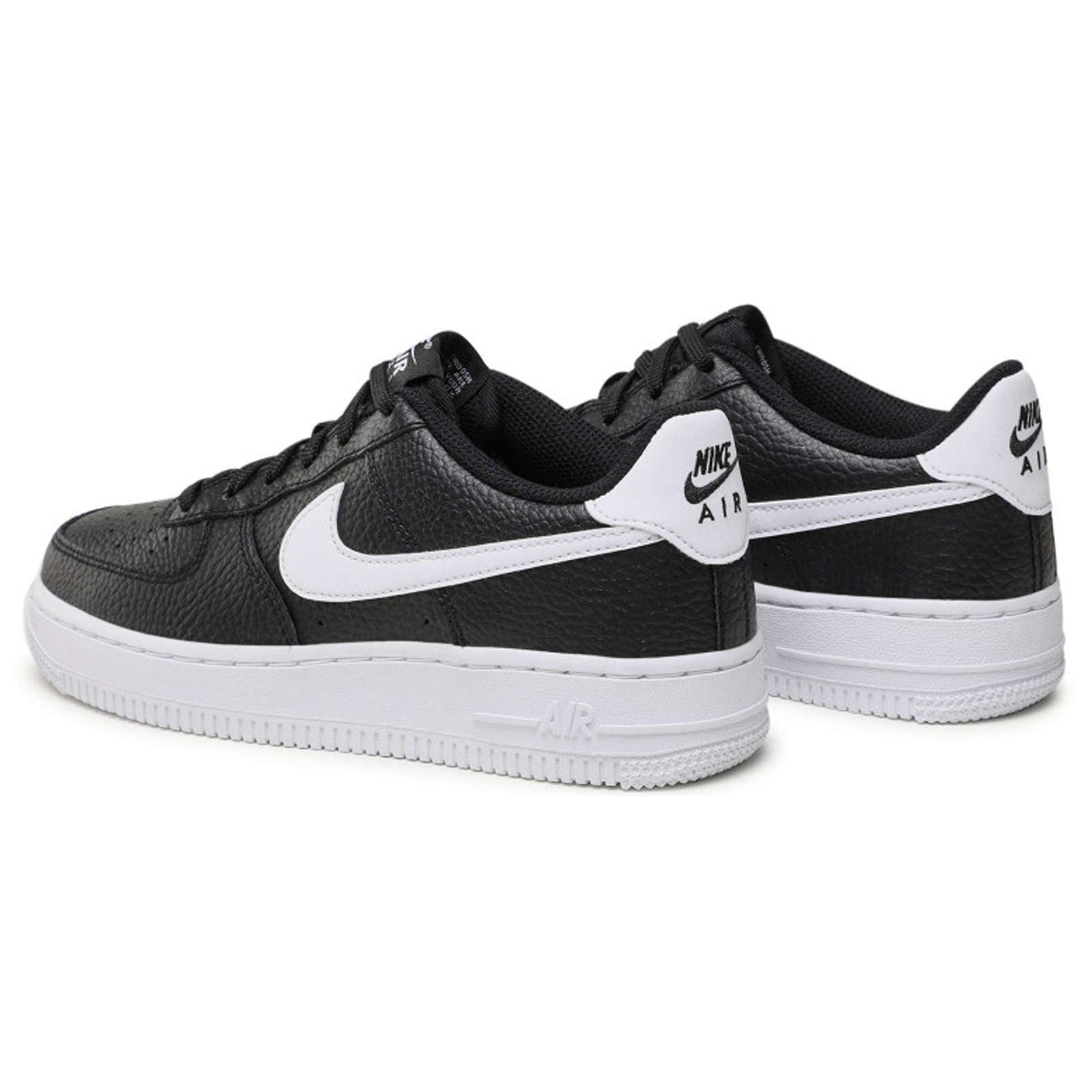 Nike Air Force 1 GS Leather Youth Trainers#color_black white