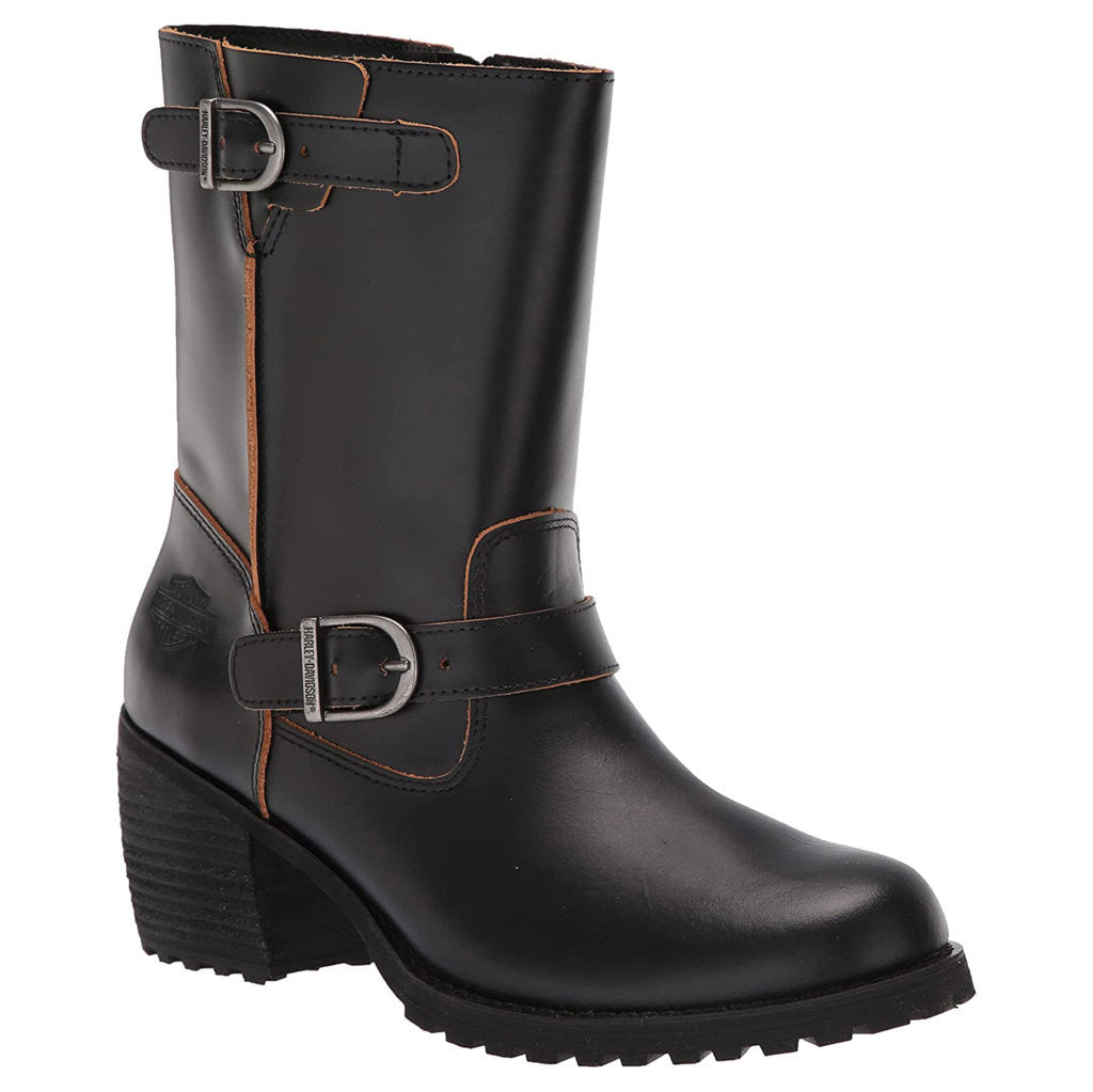 Harley Davidson Lalanne Full Grain Leather Women's Block Heel Boots#color_black