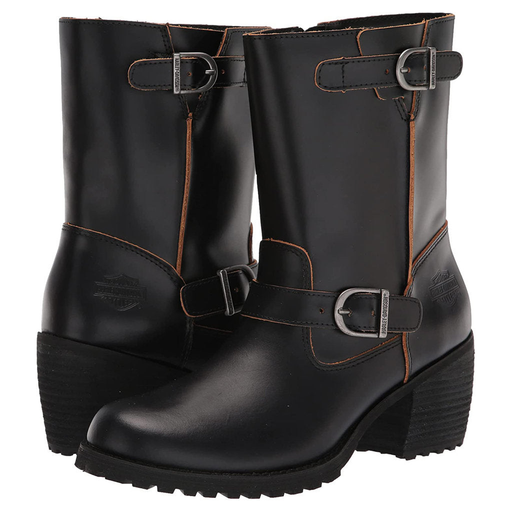 Harley Davidson Lalanne Full Grain Leather Women's Block Heel Boots#color_black
