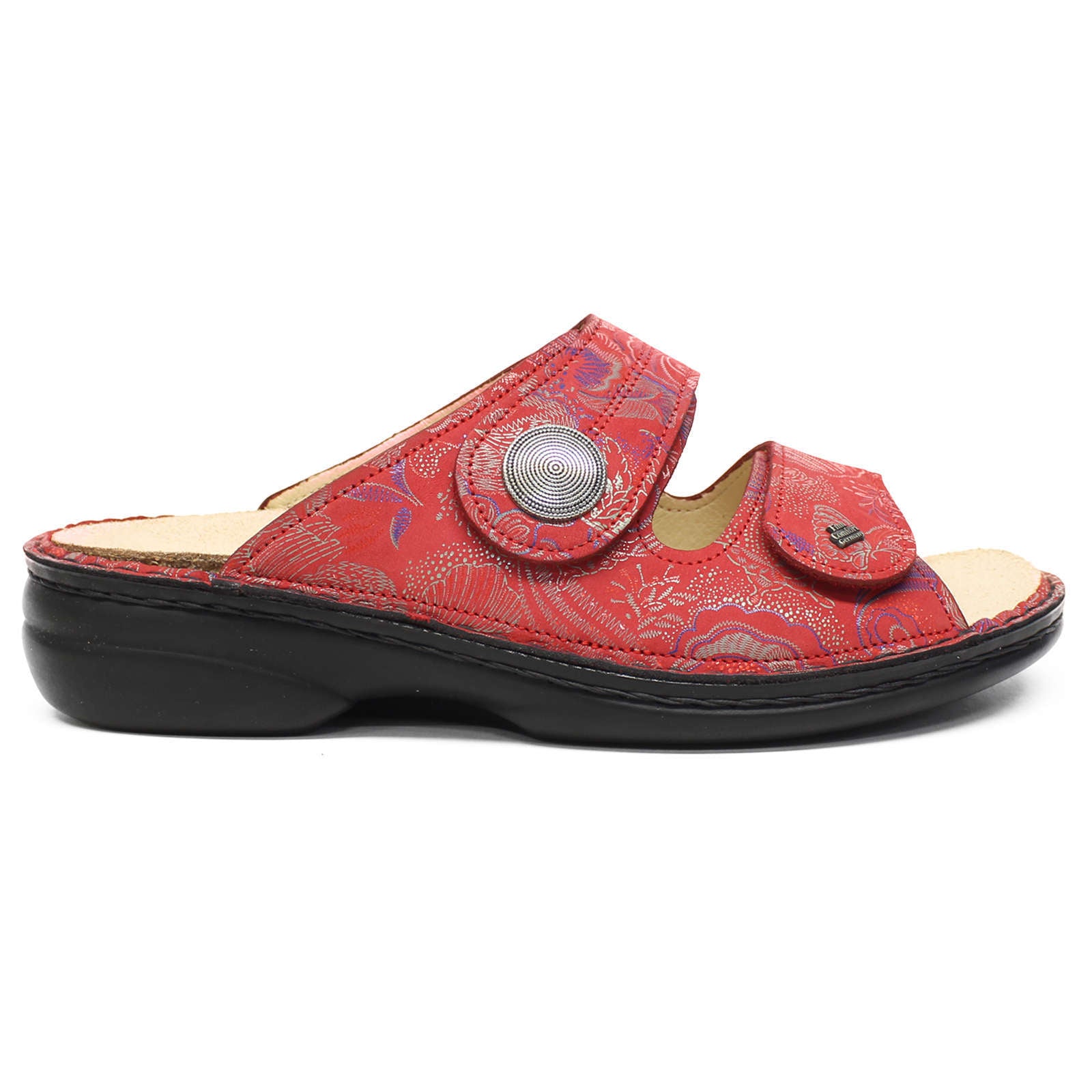 Finn Comfort Sansibar Patterned Leather Women's Slip-On Sandals#color_pomodore