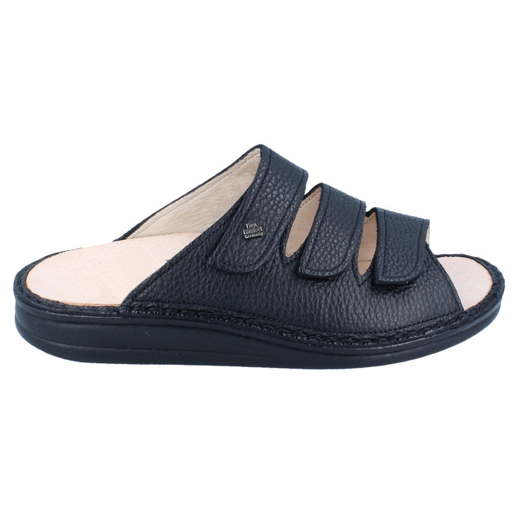 Finn Comfort Korfu Leather Women's Slip-On Sandals#color_black