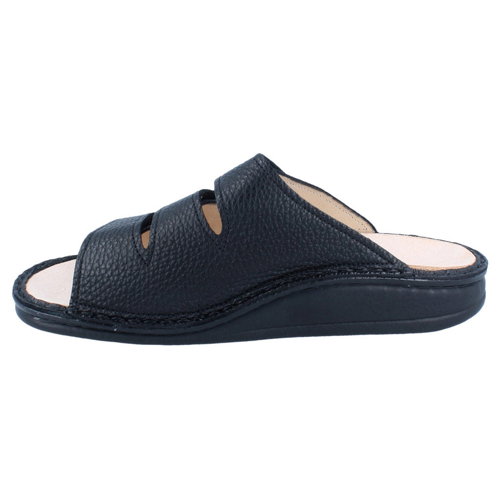 Finn Comfort Korfu Leather Women's Slip-On Sandals#color_black