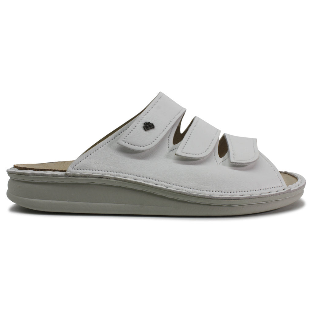 Finn Comfort Korfu Leather Women's Slip-On Sandals#color_white
