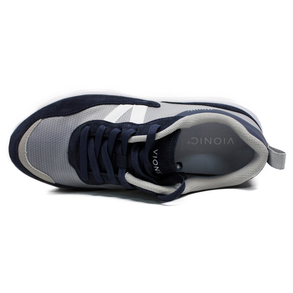Vionic Ayse Leather Textile Womens Trainers#color_navy