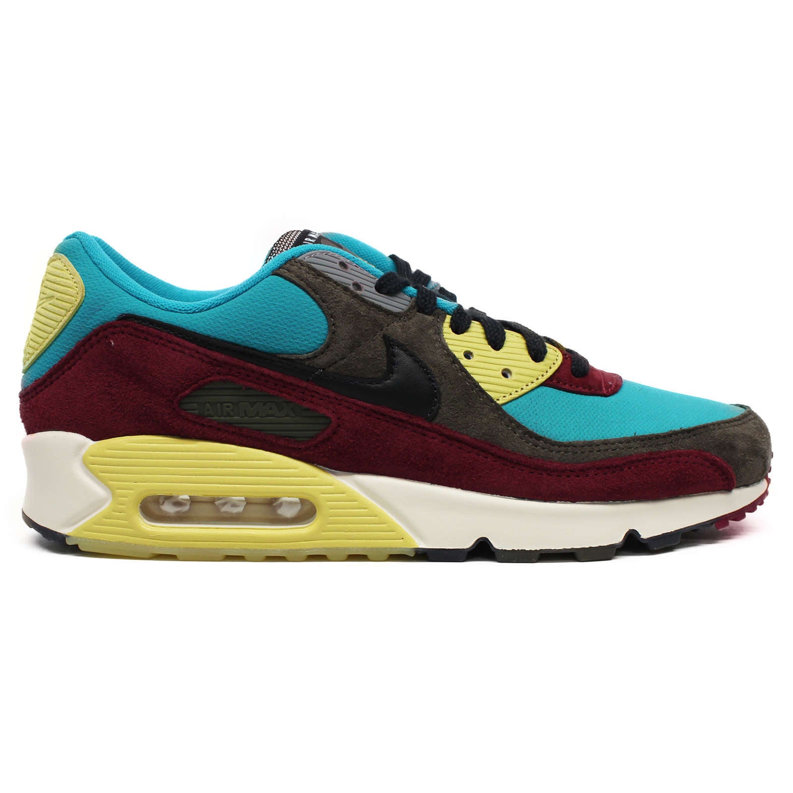 Nike Air Max 90 NRG Suede Leather Unisex Low-Top Trainers#color_ridgerock black turbo green