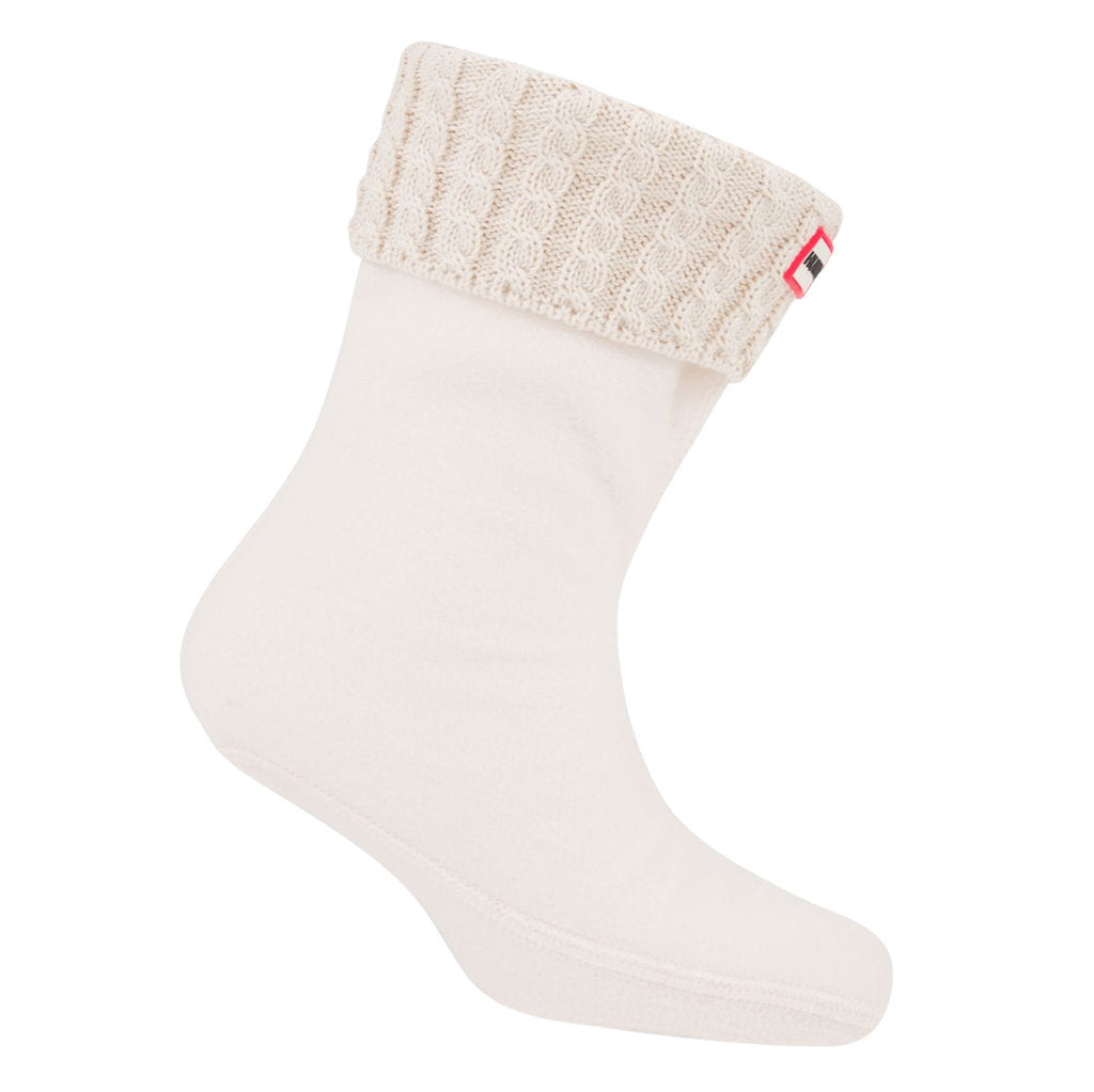 Hunter Recycled Mini Cable Sock Short Synthetic Textile Unisex Socks #color_hunter white
