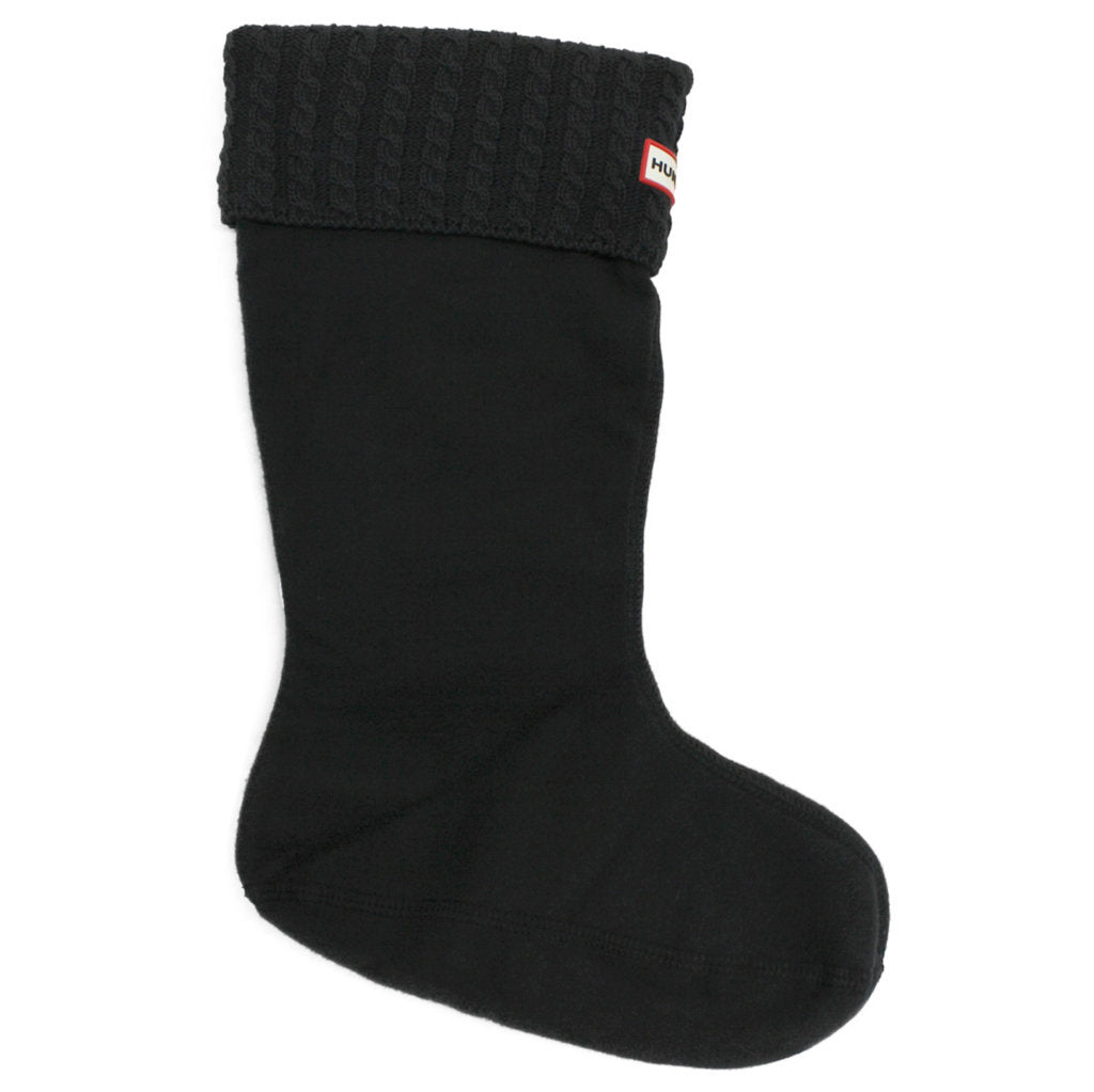 Hunter Recycled Mini Cable Sock Tall Synthetic Textile Unisex Socks #color_black