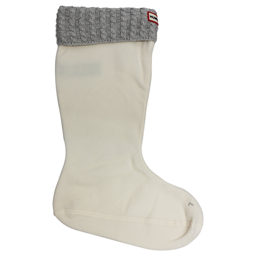 Hunter Recycled Mini Cable Sock Tall Synthetic Textile Unisex Socks #color_white pale grey