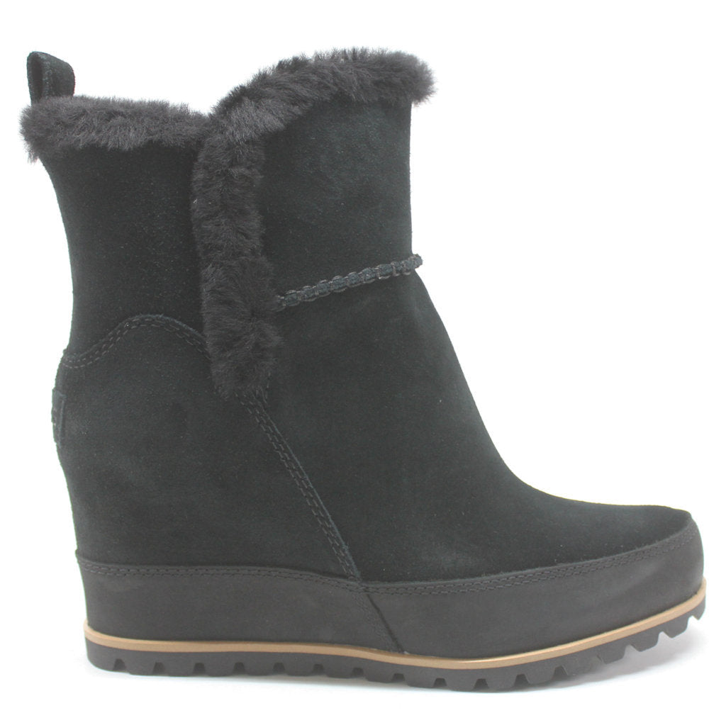UGG Malvella Waterproof Suede Sheepskin Leather Women's Wedge Heel Boots#color_black