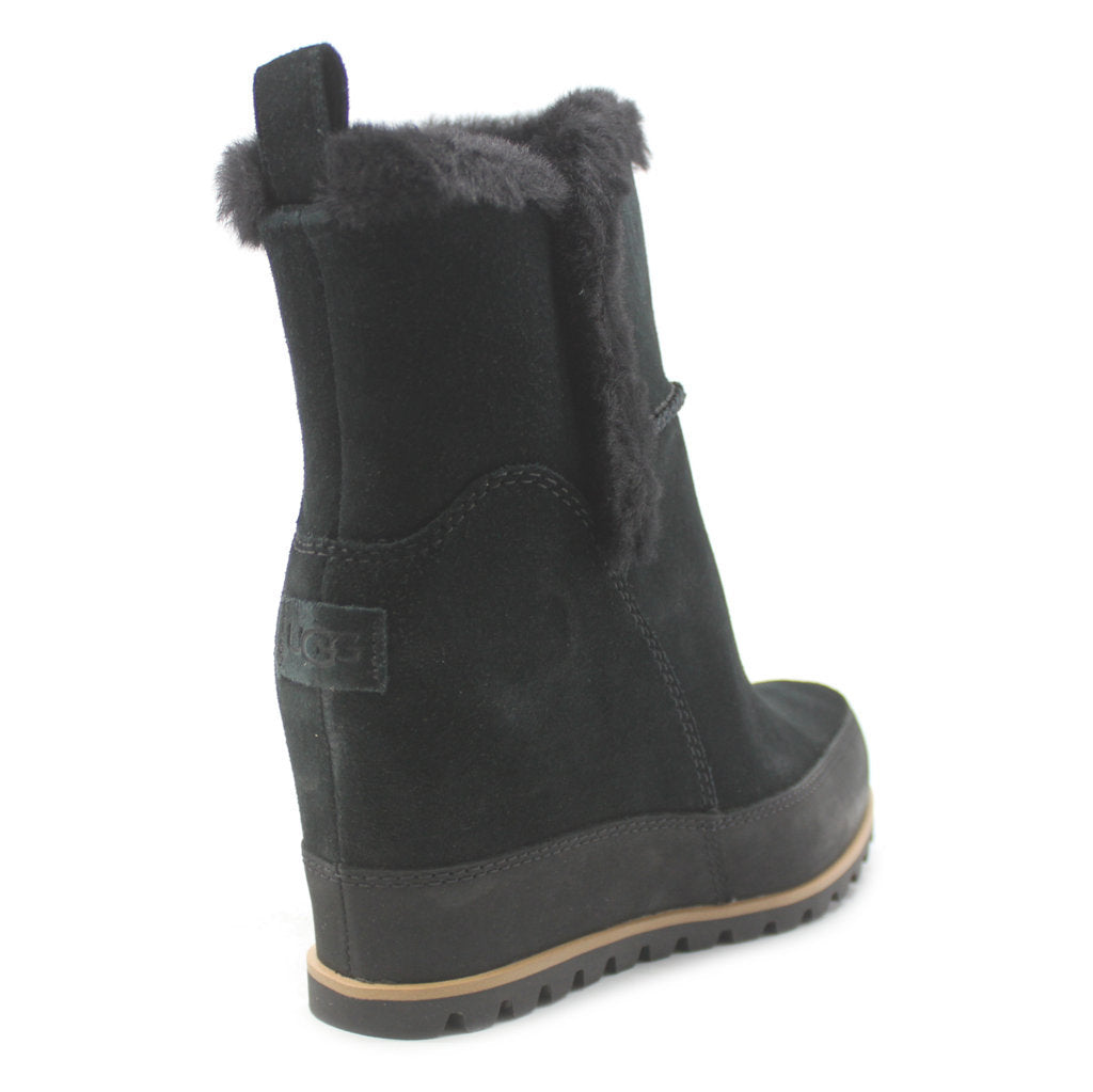 UGG Malvella Waterproof Suede Sheepskin Leather Women's Wedge Heel Boots#color_black