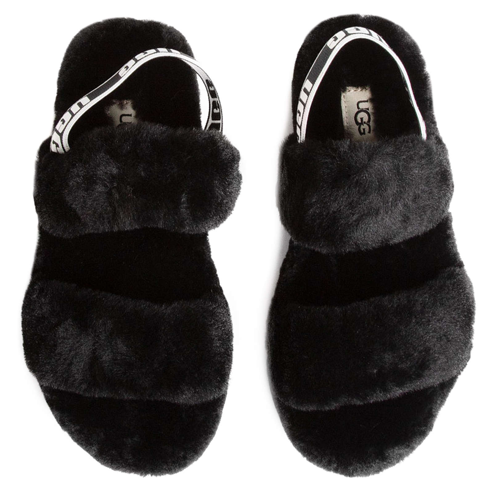 UGG Oh Yeah Fluff Sheepskin Women's Slide Sandals#color_black