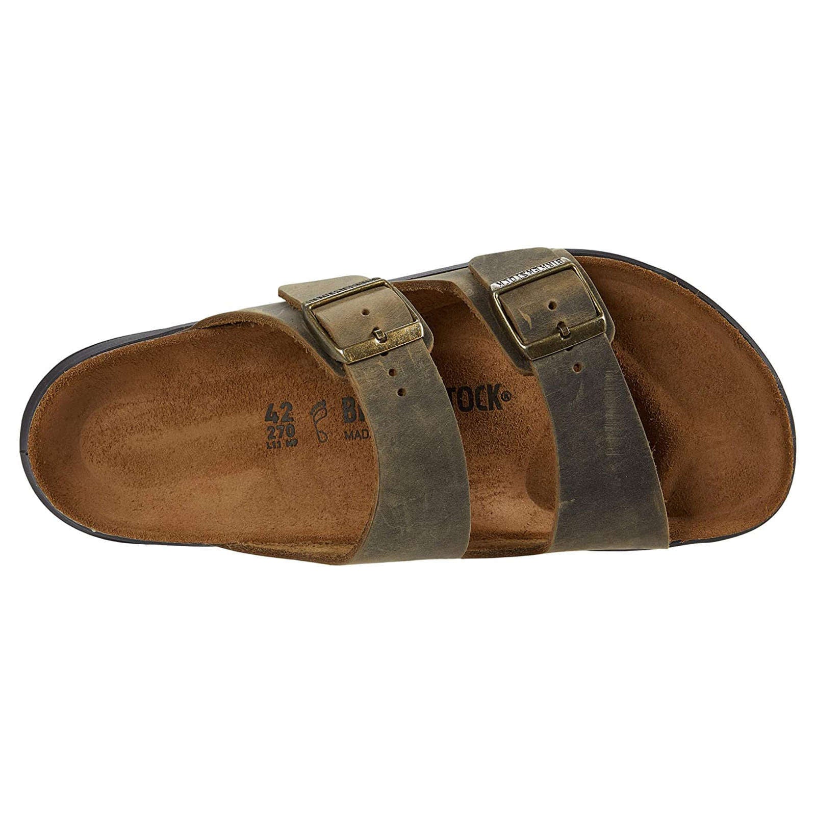 Birkenstock Arizona CT Waxy Leather Mens Sandals#color_faded khaki