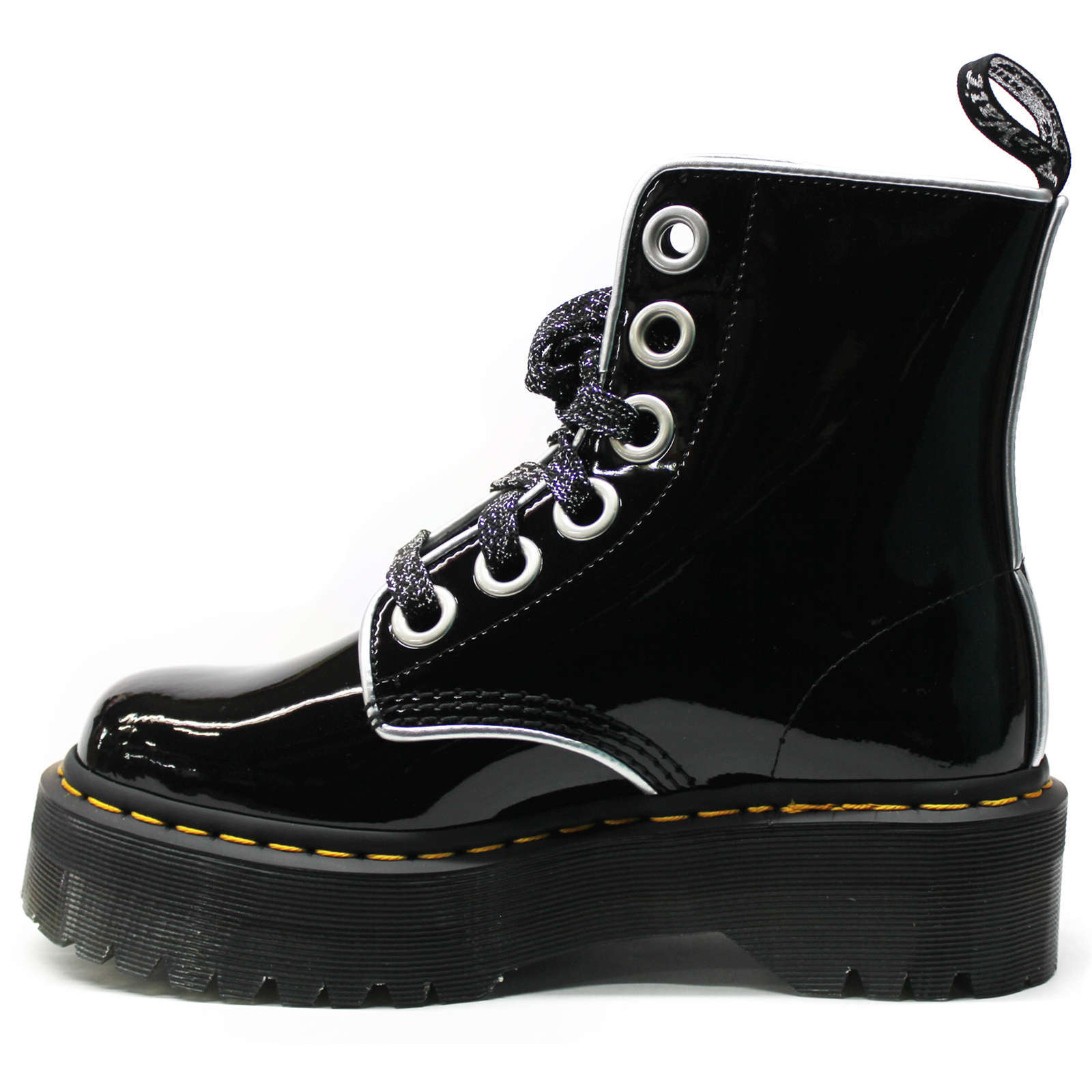 Dr. Martens Molly Patent Leather Womens Boots#color_black silver