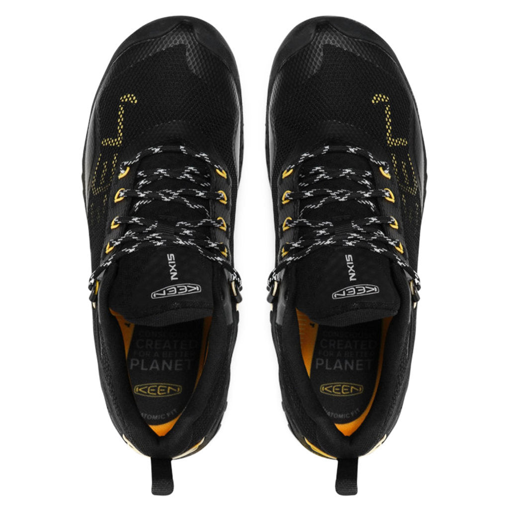 Keen NXIS EVO Mesh Men's Lightweight Waterproof Hiking Trainers#color_black keen yellow
