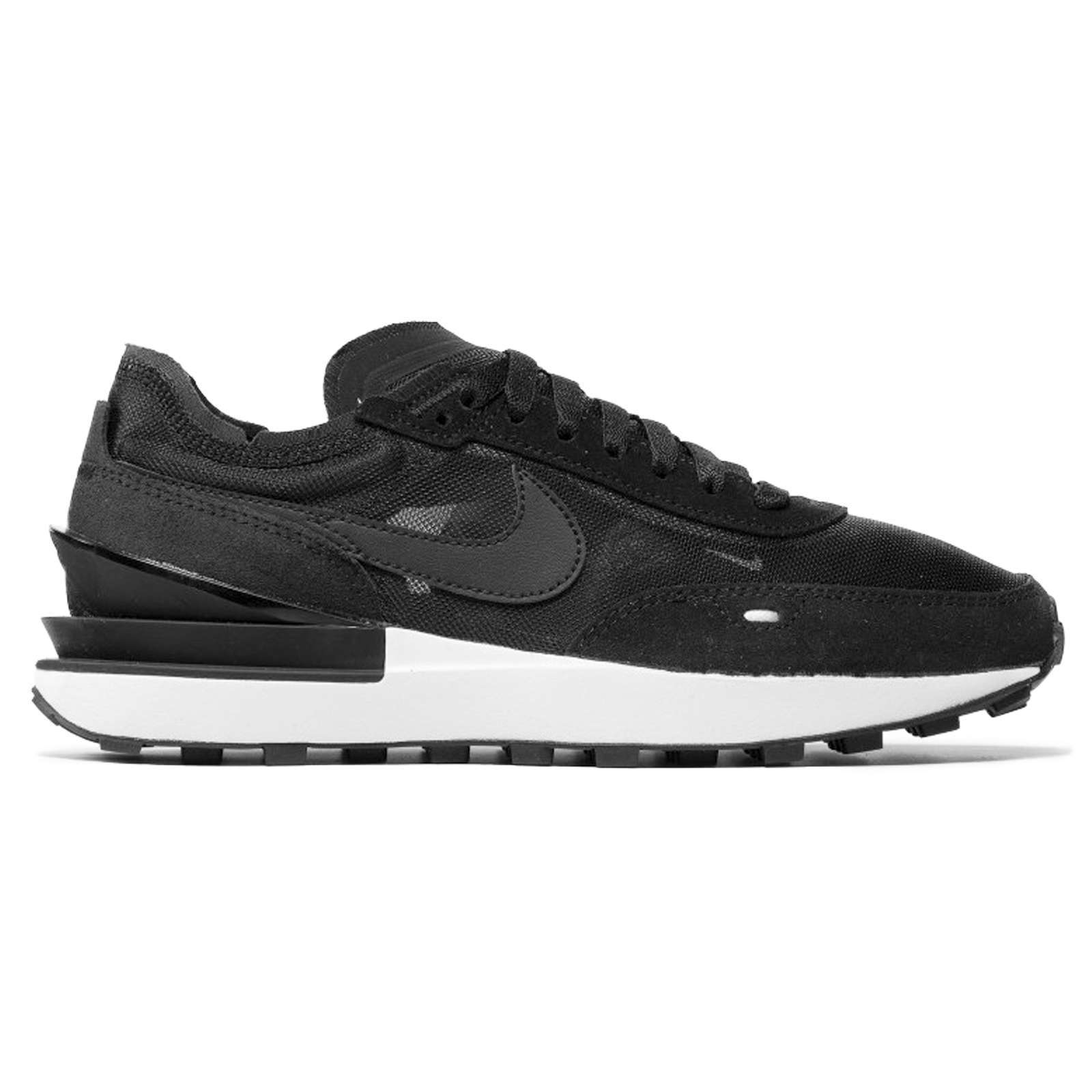 Nike Waffle One Leather Textile Men's Low-Top Trainers#color_black black white orange