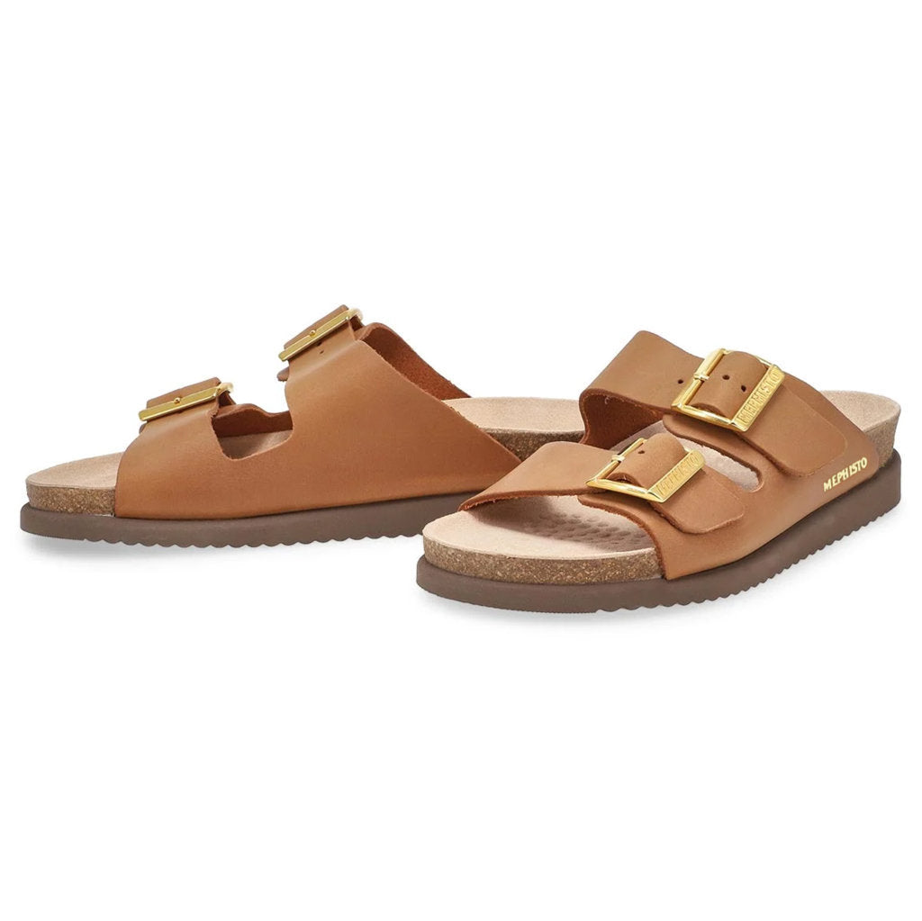 Mephisto Hester Leather Nubuck Womens Sandals#color_camel
