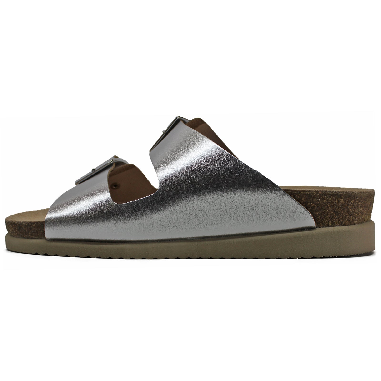 Mephisto Hester Metallic Leather Womens Sandals#color_silver