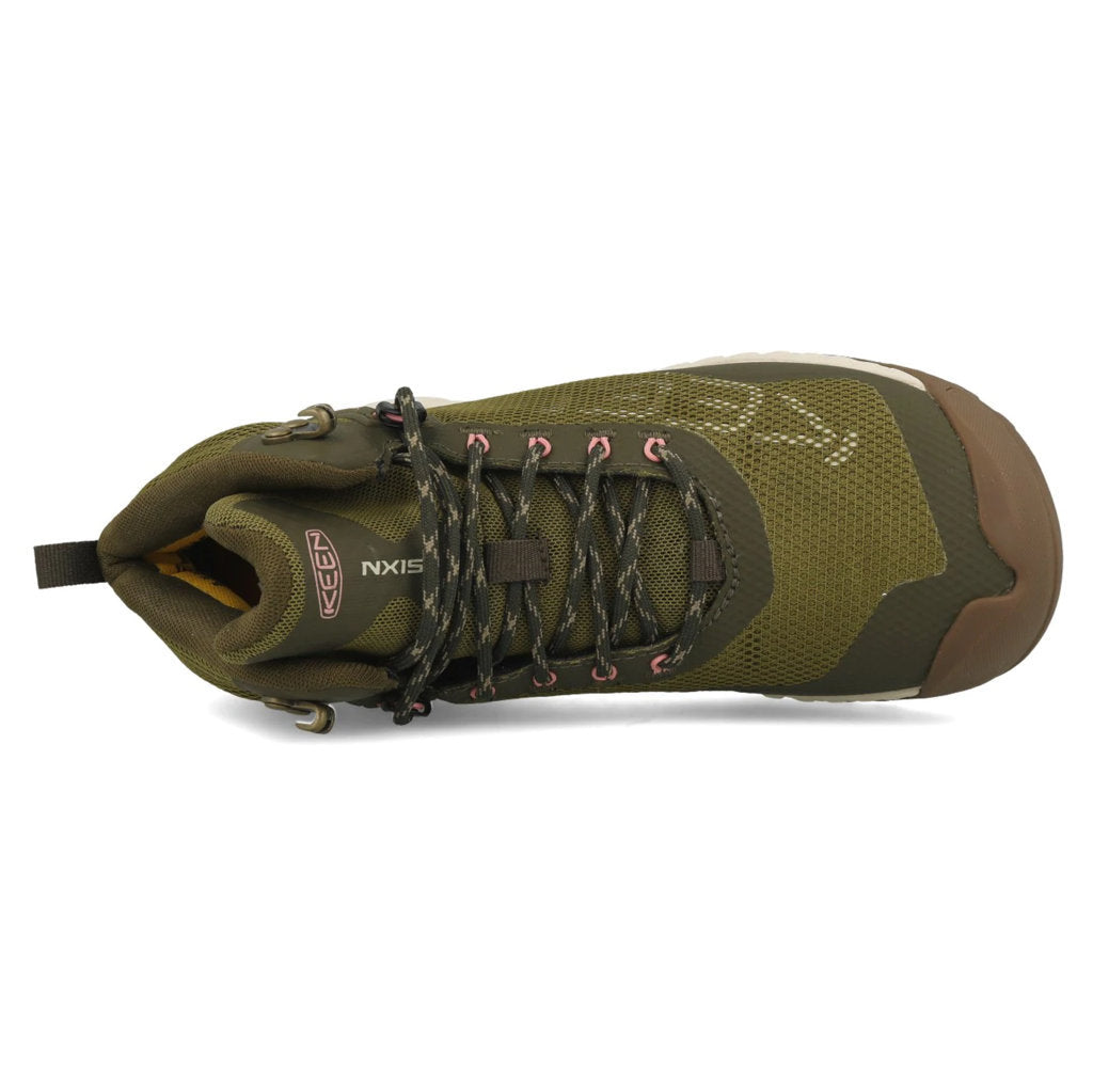 Keen Nxis Evo Mid WP Textile Synthetic Womens Boots#color_olive drab birch