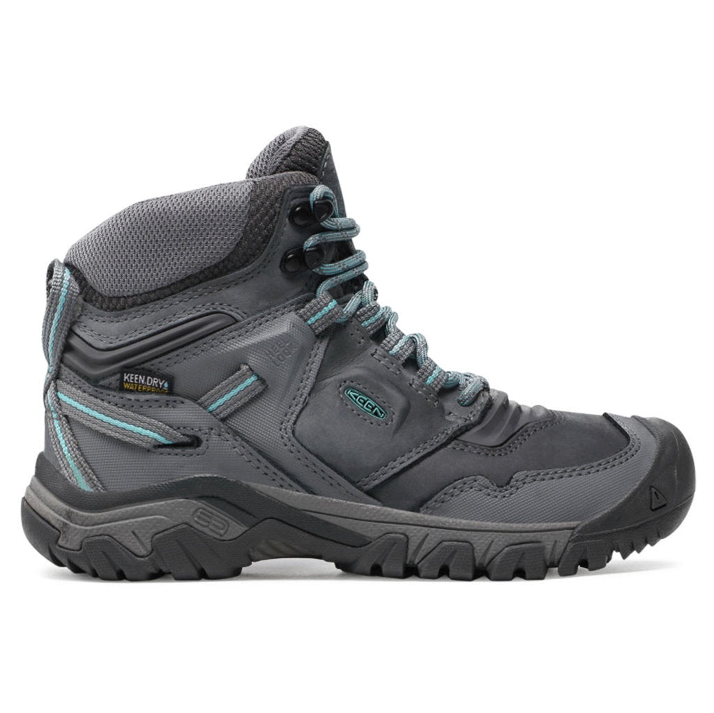 Keen Ridge Flex Mid Waterproof Leather Women's Hiking Shoes#color_steel grey porcelain