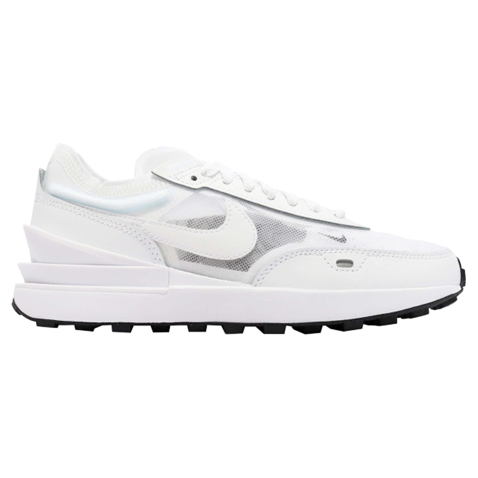 Nike Waffle One Leather Textile Women's Low-Top Trainers#color_white white black