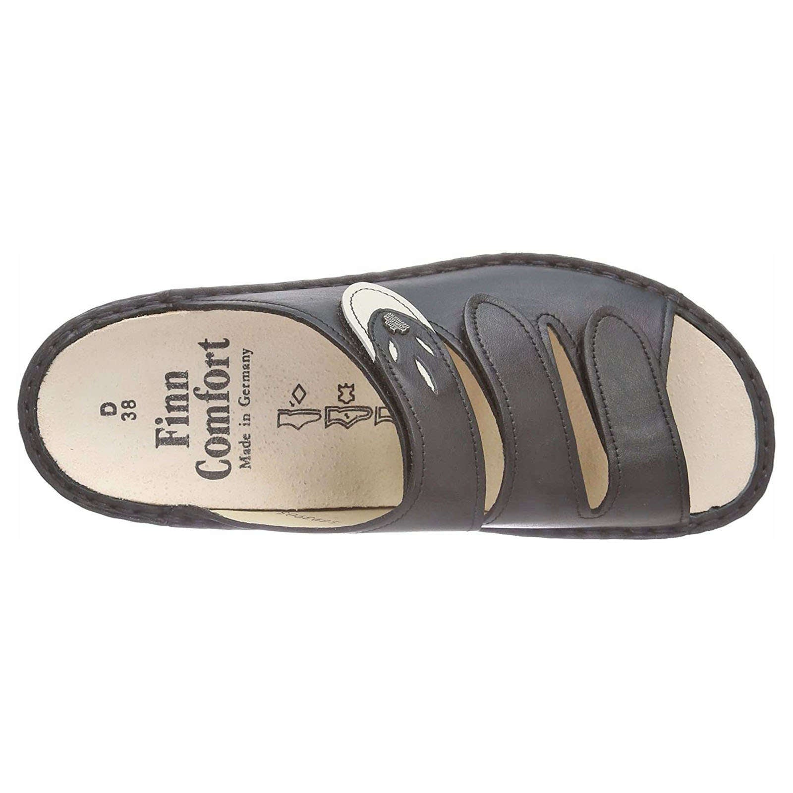 Finn Comfort Kos Leather Women's Slip-On Sandals#color_black jasmin