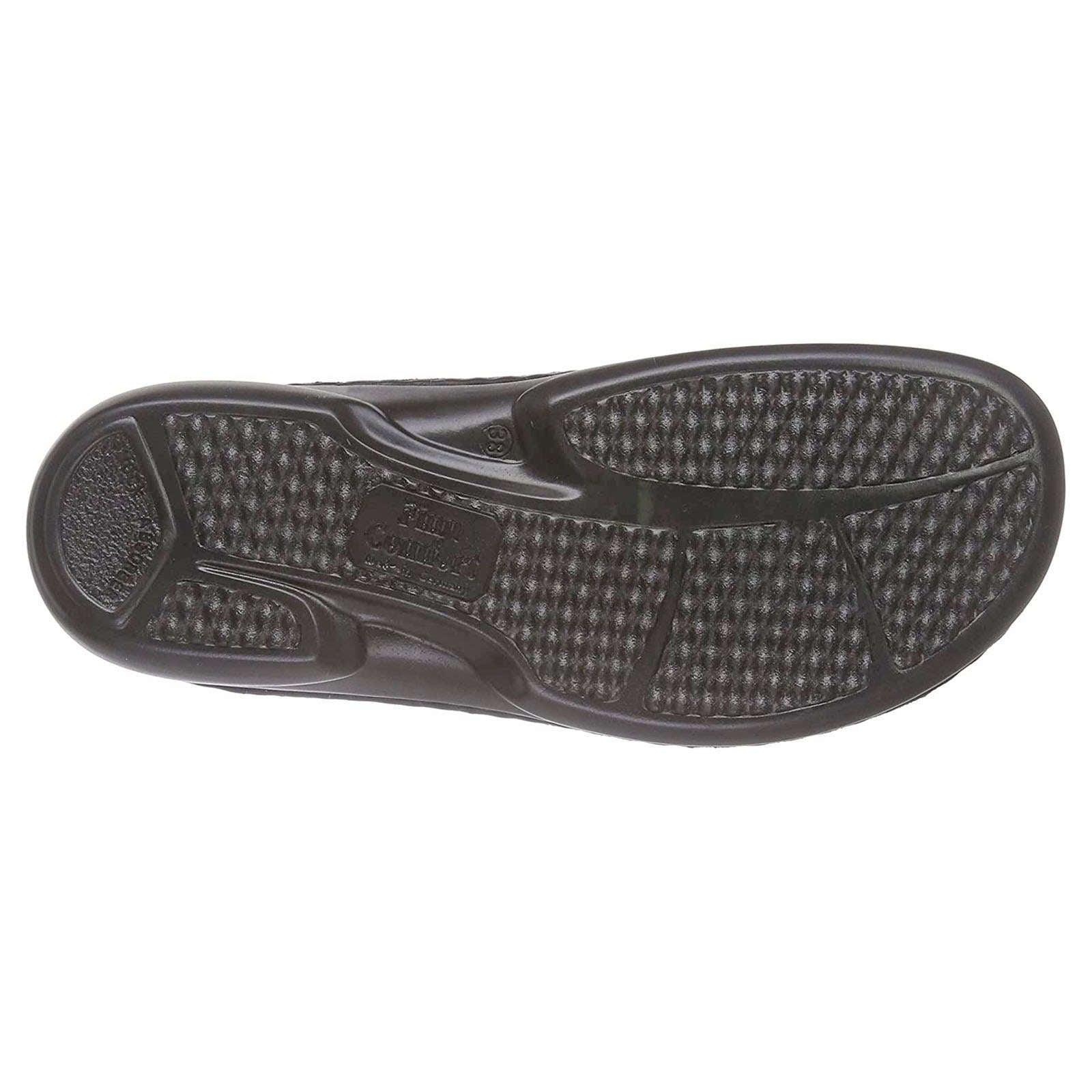 Finn Comfort Kos Leather Women's Slip-On Sandals#color_black jasmin