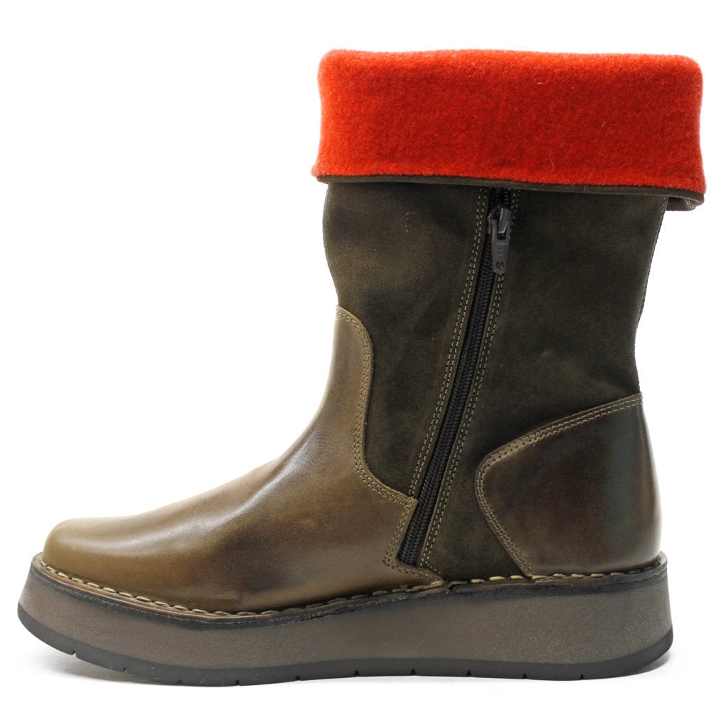 Fly London RULA083FLY Rug Oiled Suede Womens Boots#color_olive sludge orange