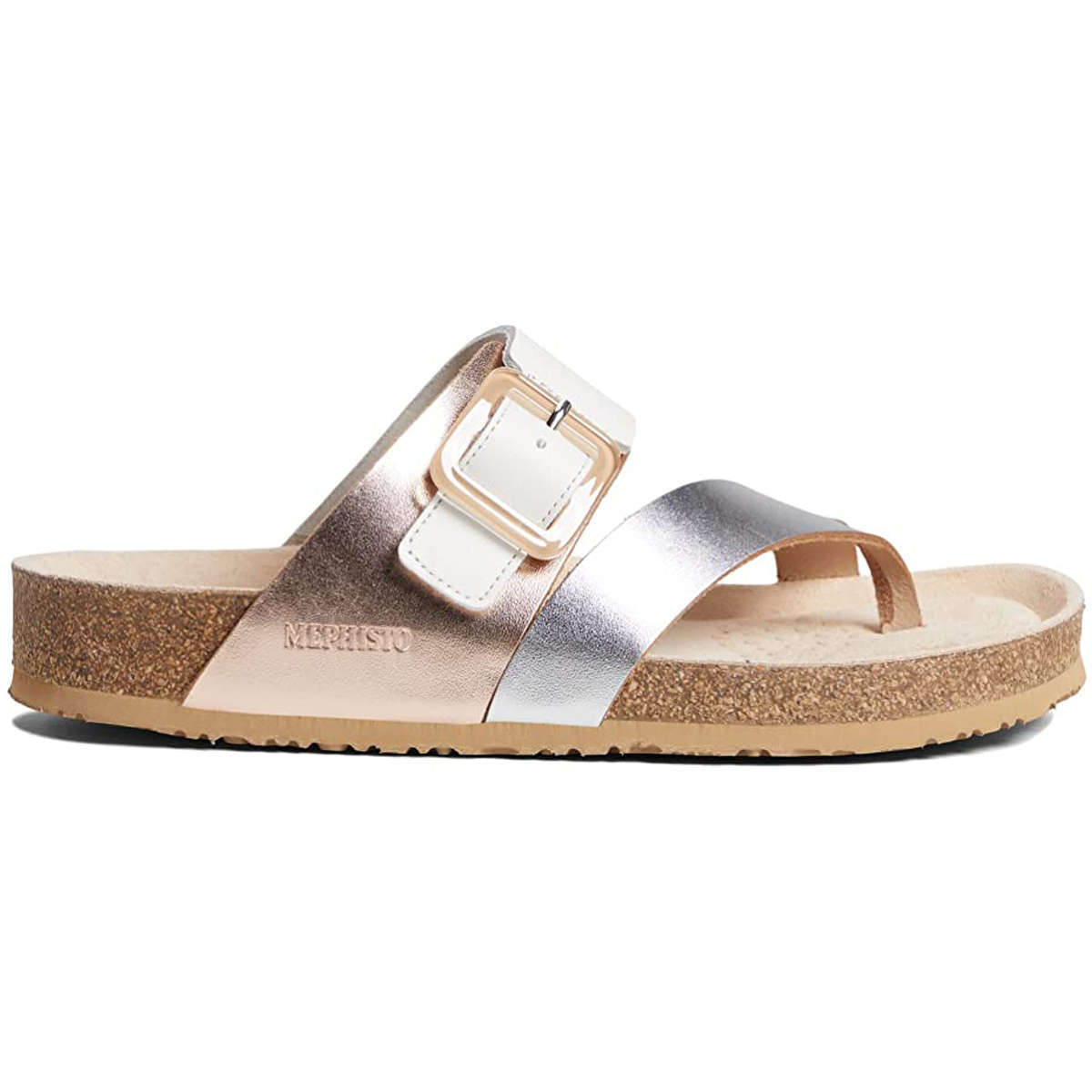 Mephisto Madeline Metallic Leather Womens Sandals#color_silver