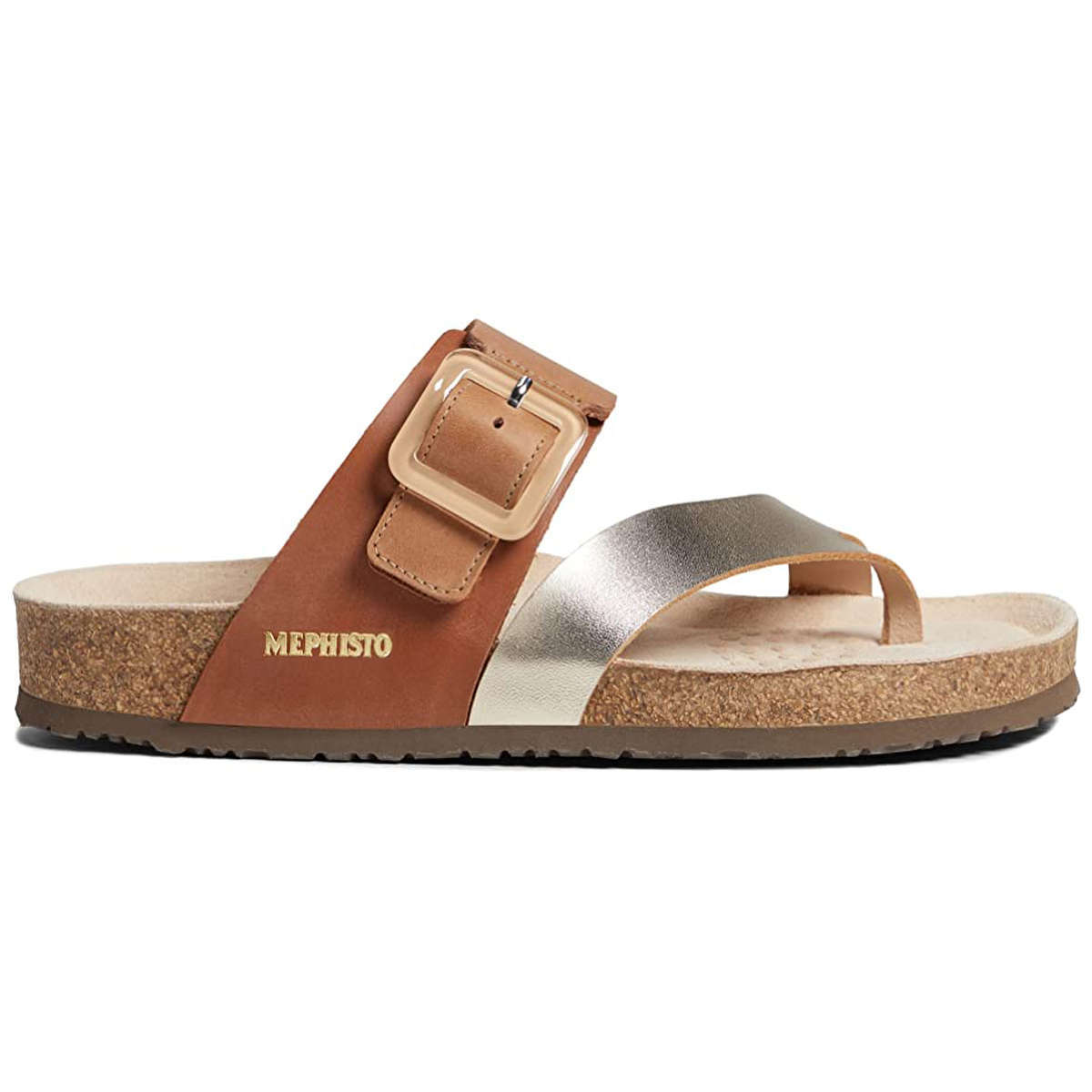 Mephisto Madeline Metallic Leather Womens Sandals#color_gold