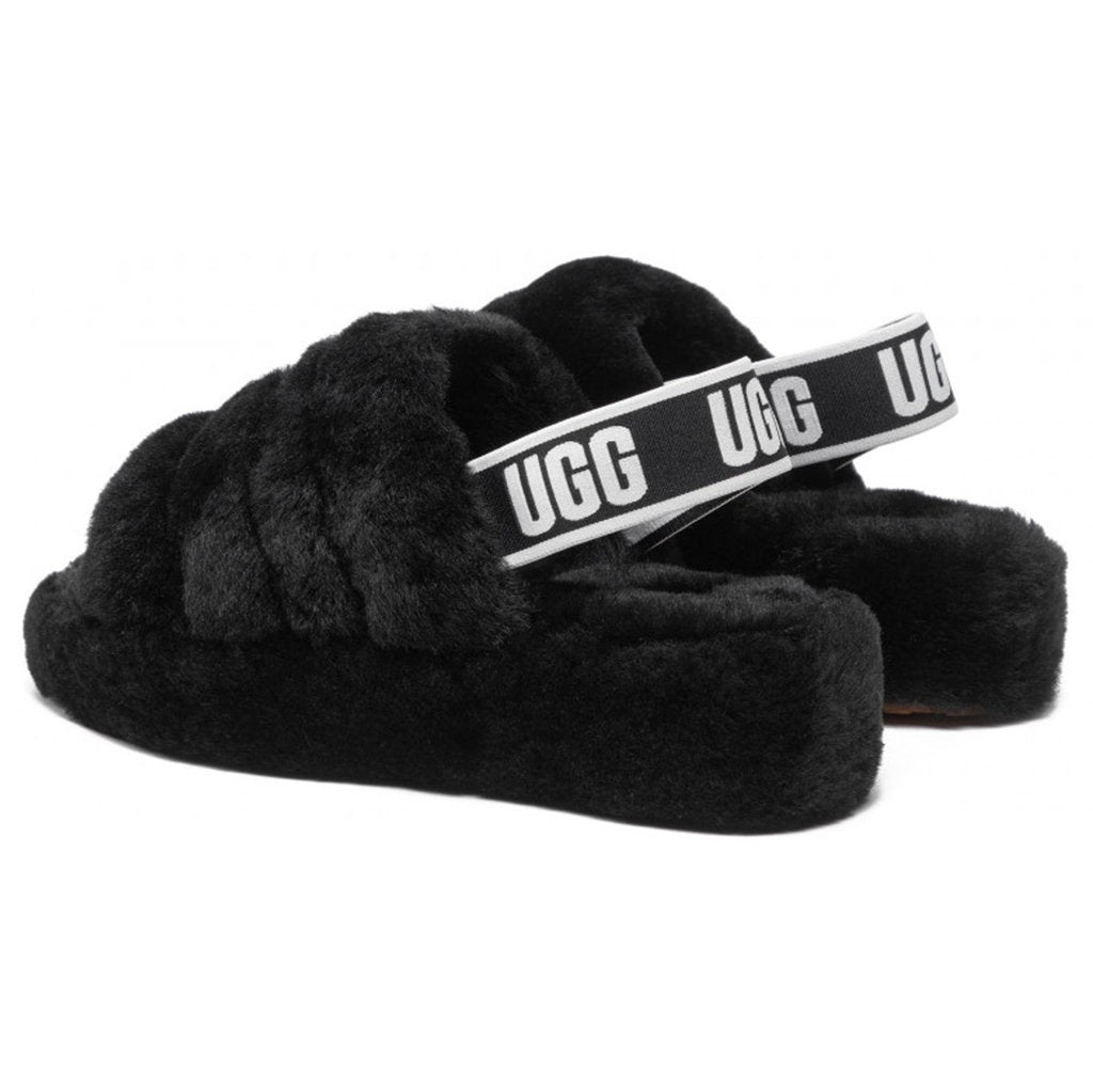 UGG Fluff Yeah Slide Suede Sheepskin Women's Sandals#color_black
