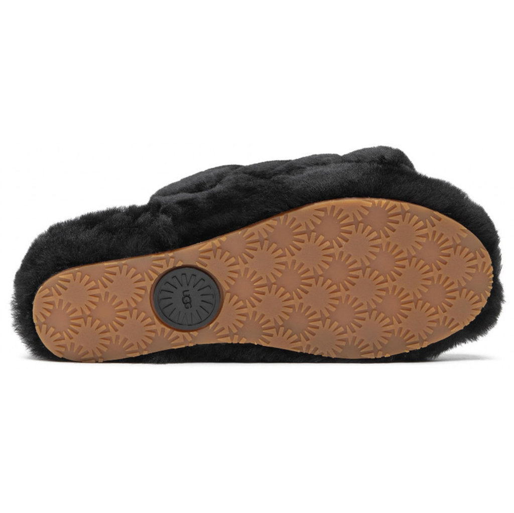 UGG Fluff Yeah Slide Suede Sheepskin Women's Sandals#color_black