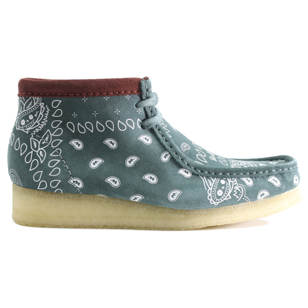 Clarks Originals Wallabee Suede Leather Women's Boots#color_green paisley