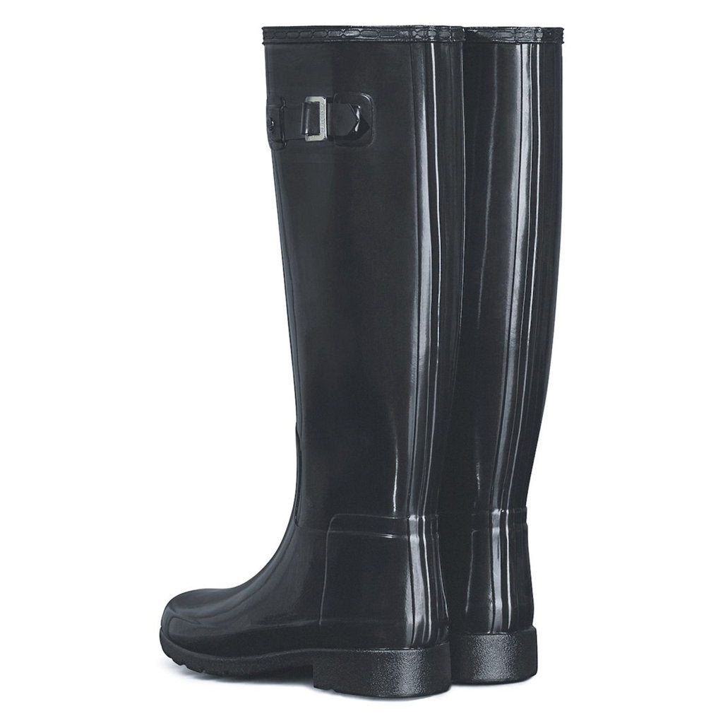 Hunter Refined Slim Fit Tall Gloss Rubber Womens Boots#color_black