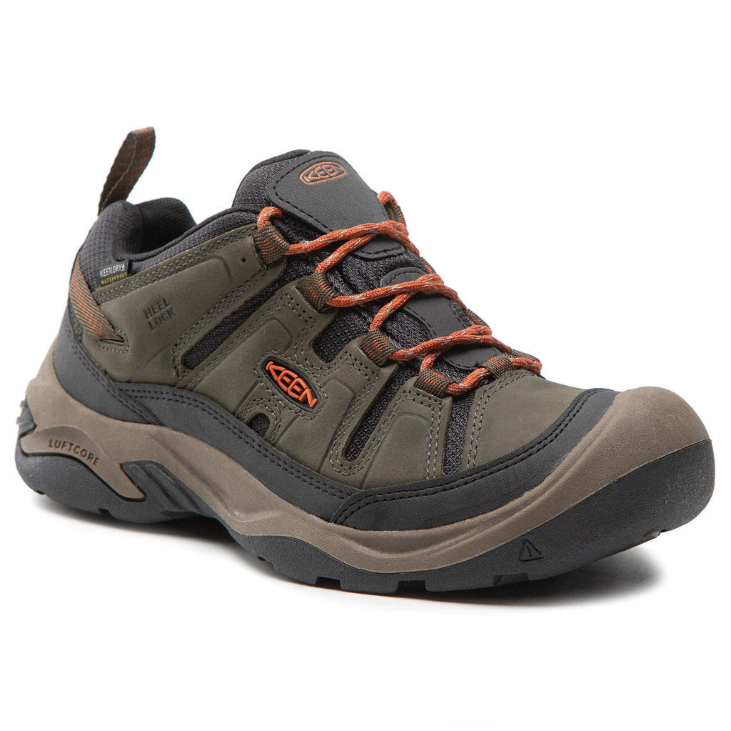 Keen Circadia Vent Leather & Textile Men's Hiking Trainers#color_black olive potters clay