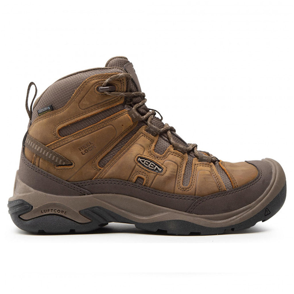 Keen Circadia Mid Leather And Mesh Men's Waterproof Hiking Boots#color_bison brindle