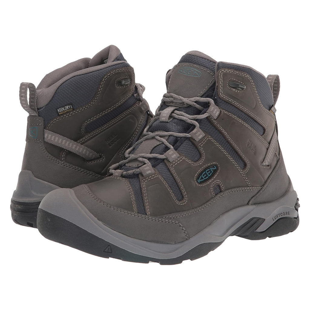 Keen Circadia Mid Leather And Mesh Men's Waterproof Hiking Boots#color_grey legion blue