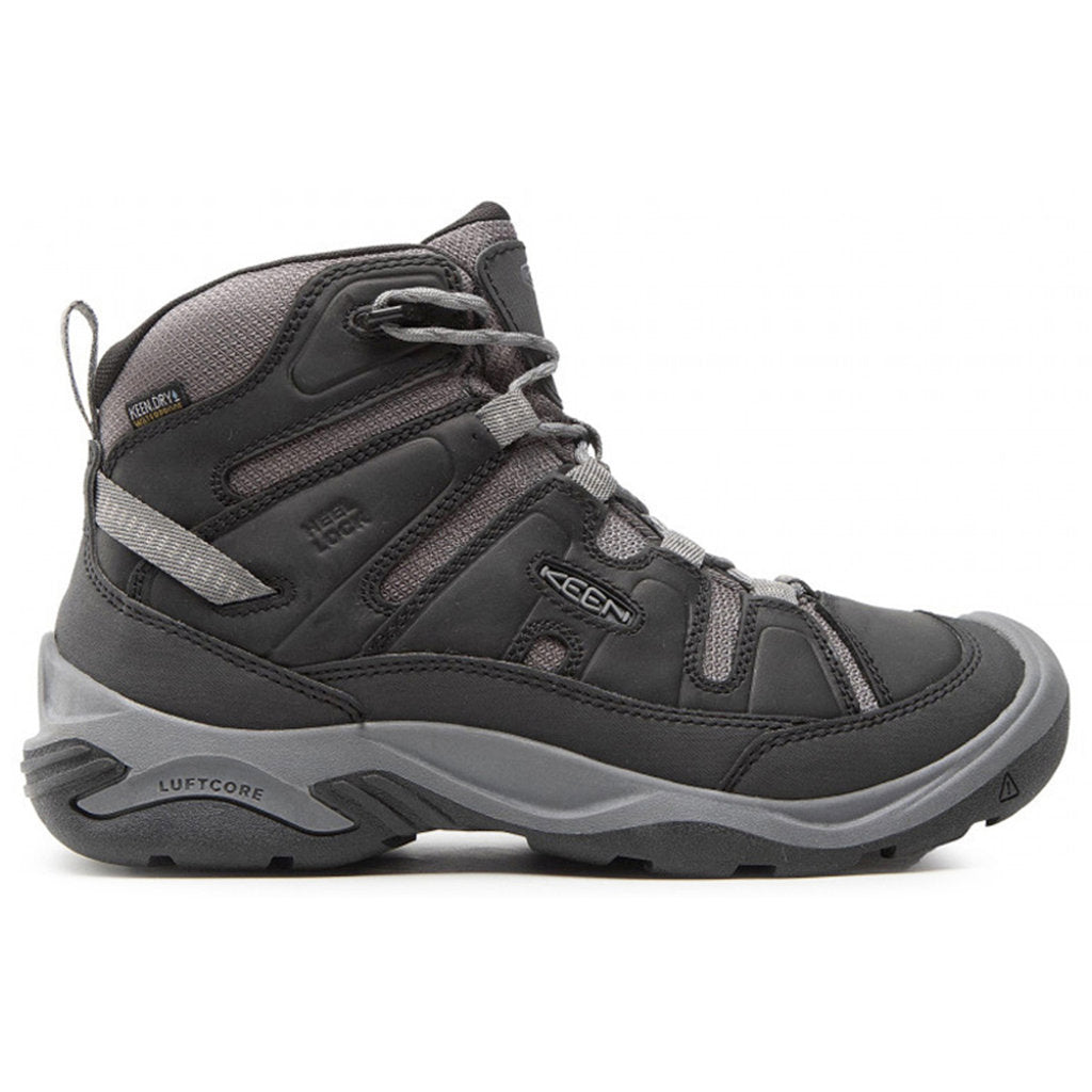 Keen Circadia Mid Leather And Mesh Men's Waterproof Hiking Boots#color_black steel grey