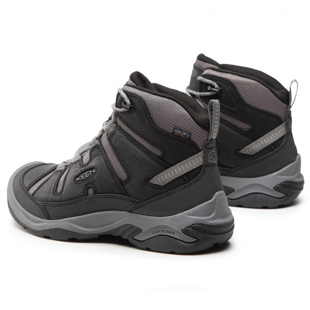 Keen Circadia Mid Leather And Mesh Men's Waterproof Hiking Boots#color_black steel grey